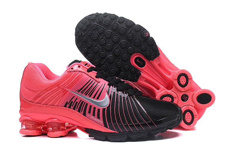 Nike Air Shox Black Peach Silver Shoes For Women - Click Image to Close